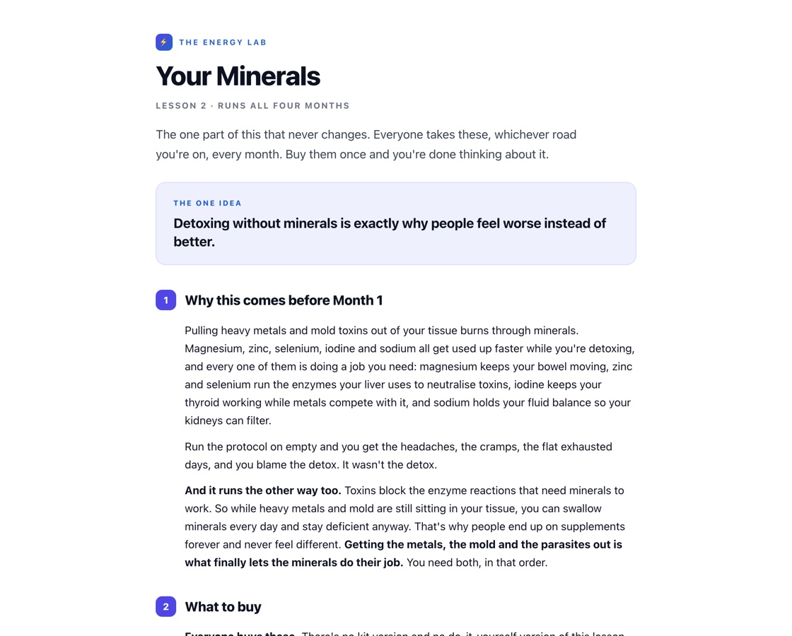 The Your Minerals lesson, first page